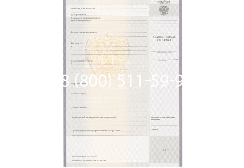 Купить Академическая справка образца 2010-2011 год для колледжа в Нижнем Новгороде